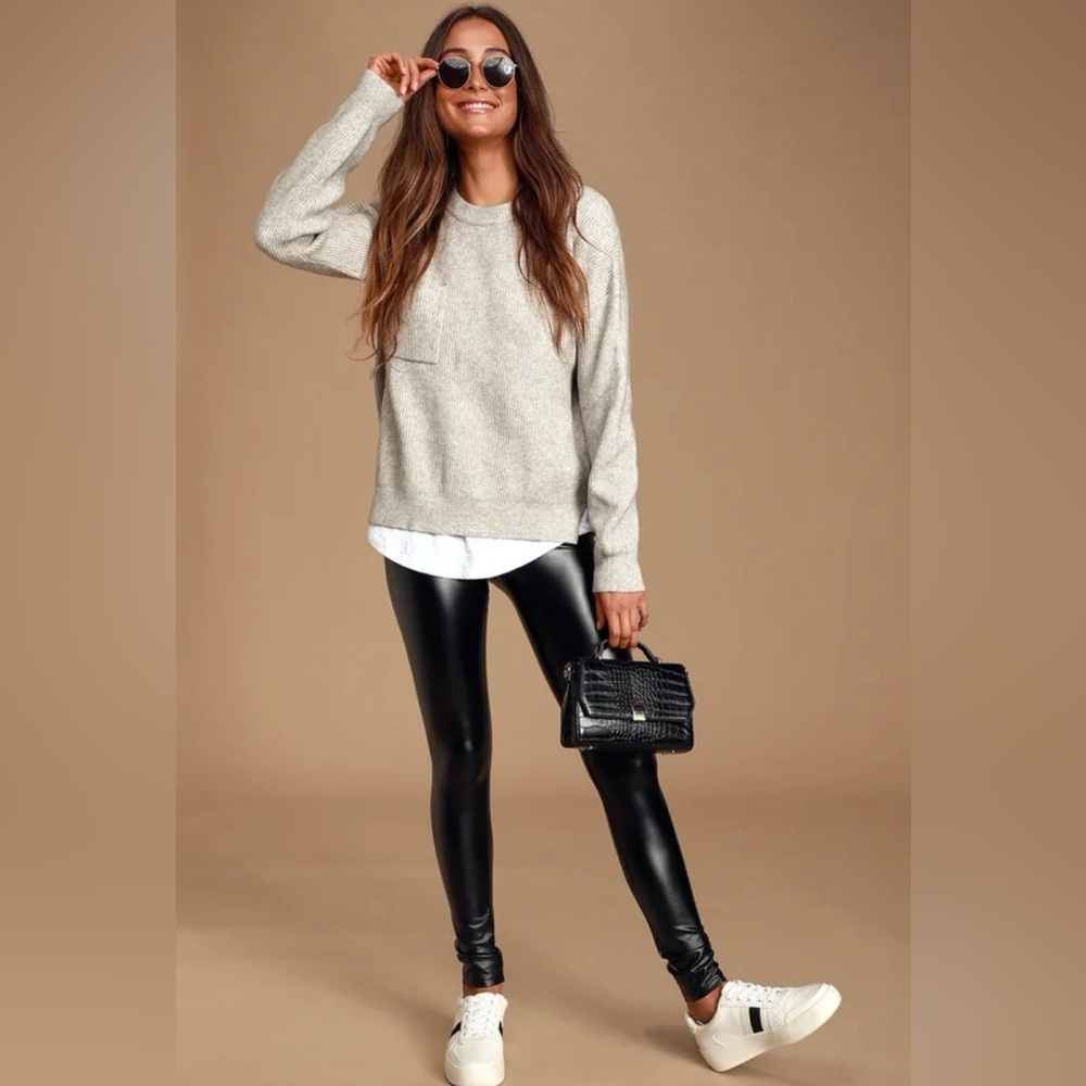 Boutique Brand Women’s Sexy Rocker Platinum Black Faux Leather Leggings | Size S